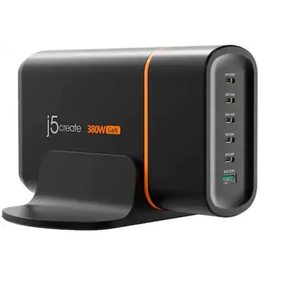 j5create - 380W GaN USB-C 6-Port Charger - Black
